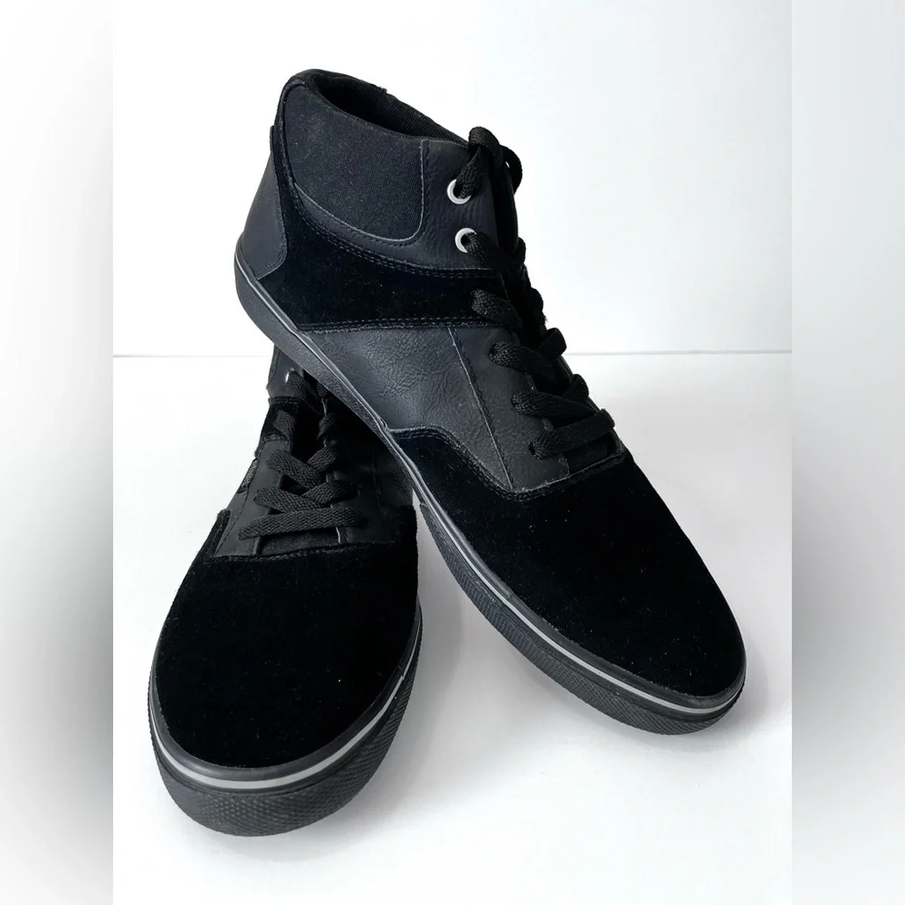 Etnies Half Pipe Men Black Leather Skateboard Sneakers Shoes Punk Grunge Size 12